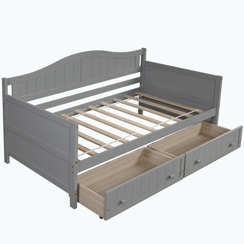 Wooden Daybed with 2 drawers, Gray
