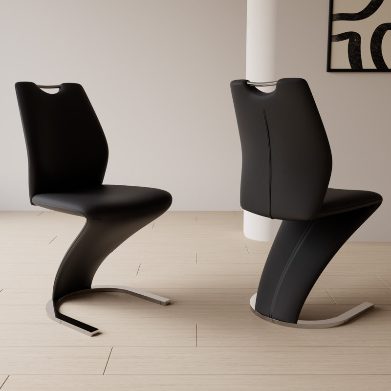 Upholstered Kitchen Dining Chair, Cantilever Side Chairs, Black