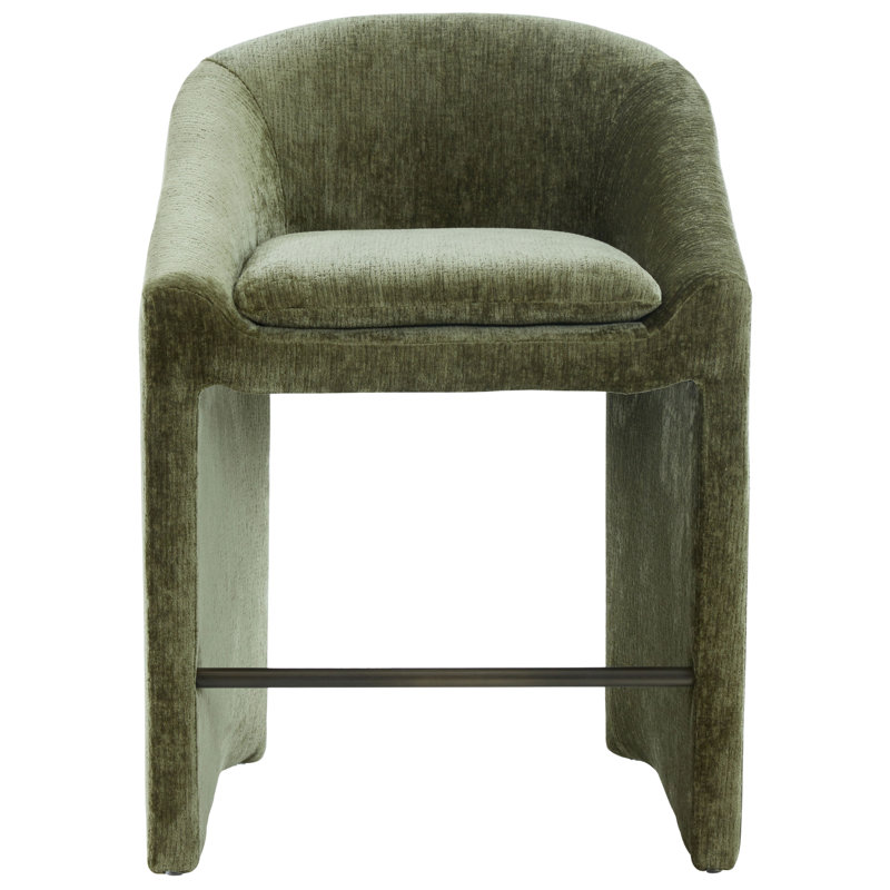 Kagan Chenille Counter Stool, Counter Stool (26.8" Seat Height), Olive Green