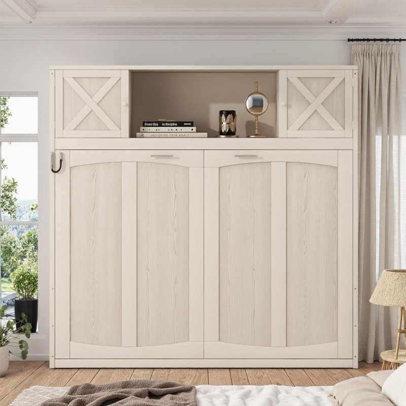 Lit escamotable double avec armoires de rangement et lit escamotable mural
