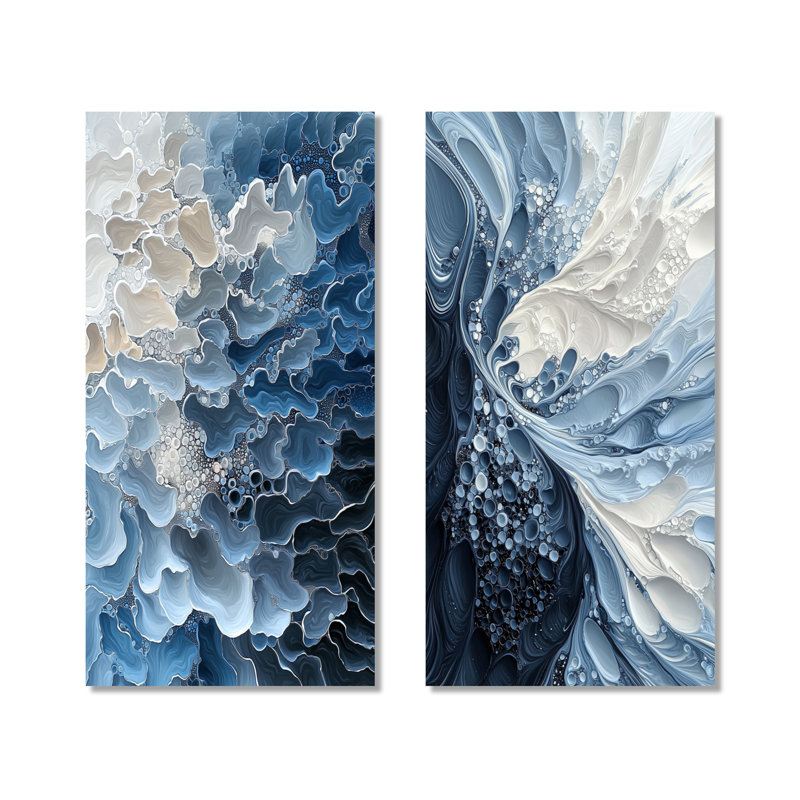 «Abstract Sea Breeze Waves - Coastal», reproduction d'art mural en métal 2 pièces, 40" H x 40" W