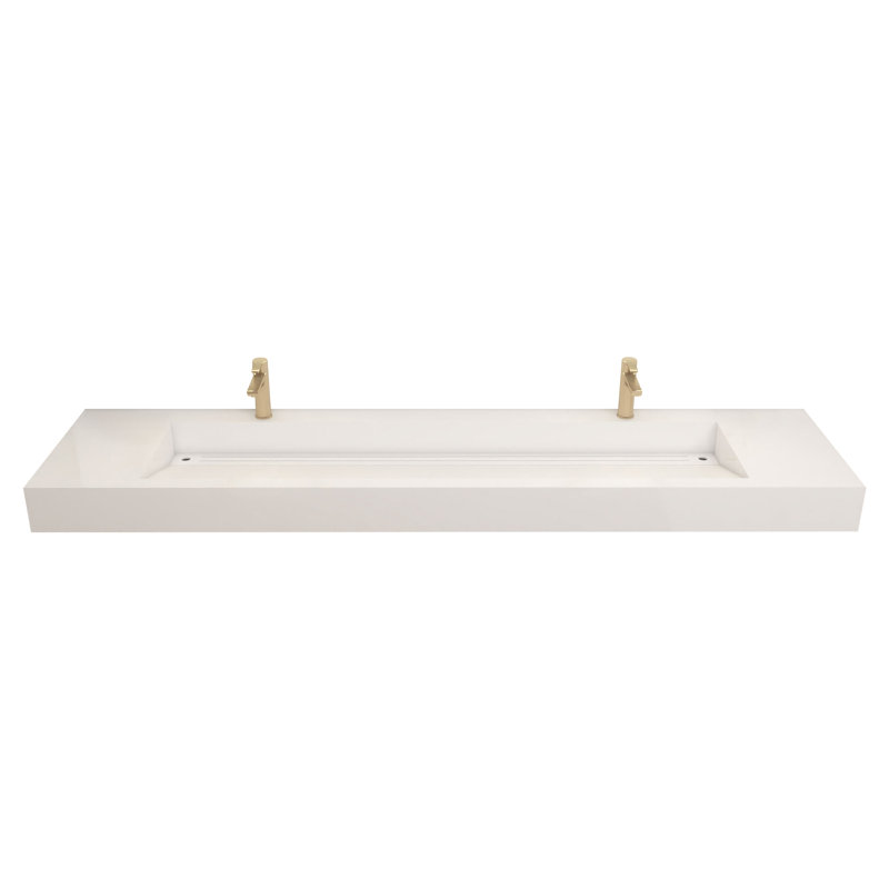 Brayden Studio® Akeya 19.5'' High Gloss White Stone Rectangular Bathroom Sink with Overflow