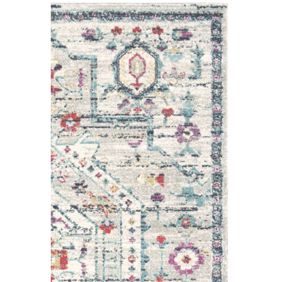Christa Oriental Light Gray/Fuchsia Area Rug