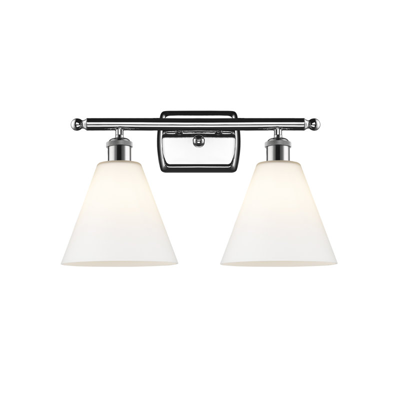 Éclairage pour meuble-lavabo en laiton antique à 2 lumières Andresky, Blanc mat, Incandescente, Chrome poli