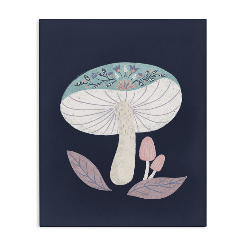 Toile champignon floral, design par Metka Hiti, H 48 po x l 36 po