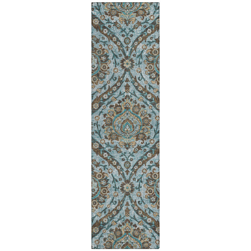 Machine Washable Indoor/Outdoor Chantille ACN2703 Global Rug, 2'3" x 7'6" Runner, Teal