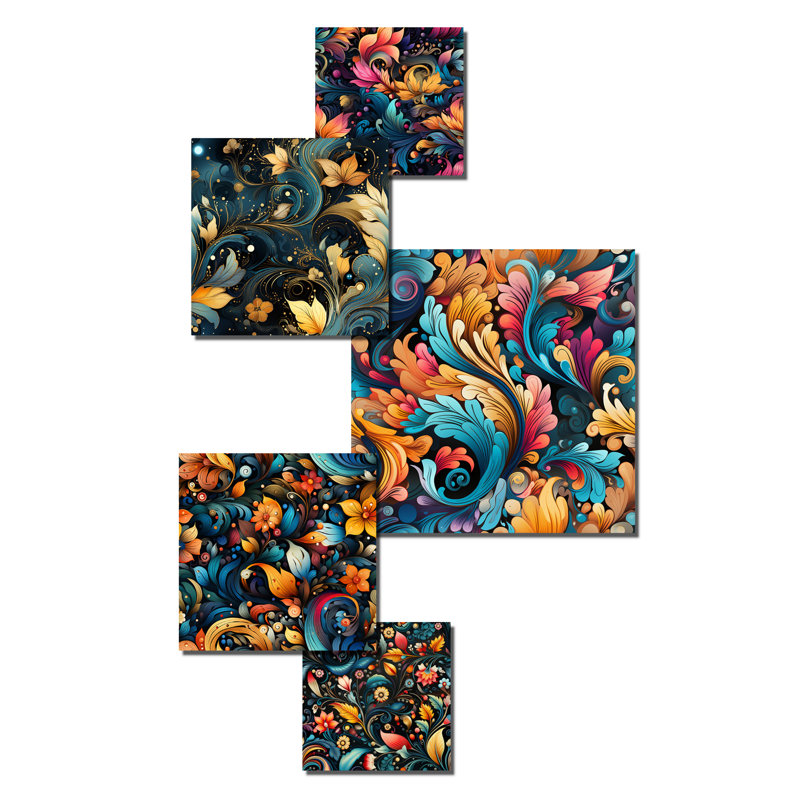 Sau - ensemble d'art mural floral de 5