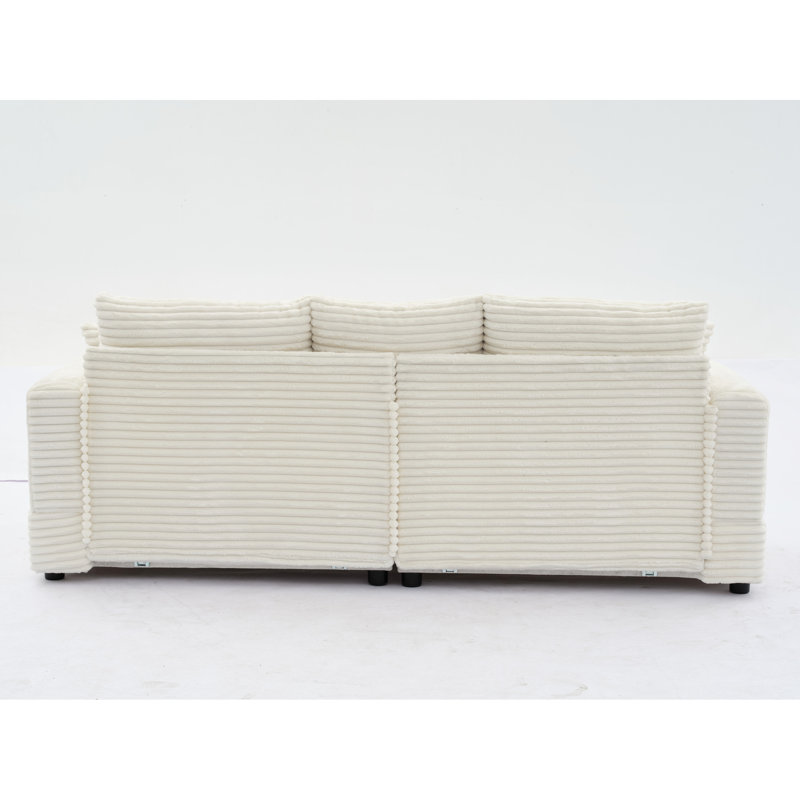 Canapé modulaire moderne, 2 housses de coussin en velours côtelé et 2 coussins, beige, 2 pièces, 20814278 cm, installation simple avec canapé et 2 canapés modulaires, cadre