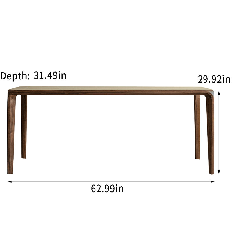 Walnut Solid Wood Dining Table, 31.49" W x 62.99" L