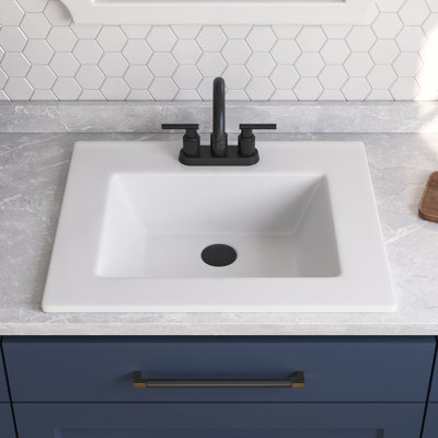 Lavabo de salle de bain rectangulaire encastré en porcelaine vitrifiée blanche 21 "x 18" avec trop-plein
