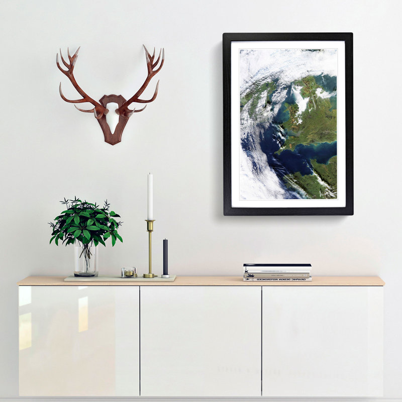 Clouds over Ireland and Great Britain - Picture Frame Photograph Print, Black Framed, 65cm H x 48cm W x 2cm D