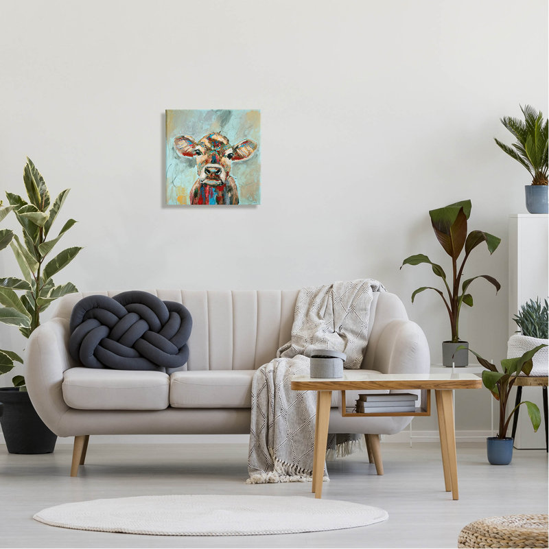 «Brushed Paint Cow Art», art mural par Jen Seeley, H 17 po x l 17 po x P 1,5 po