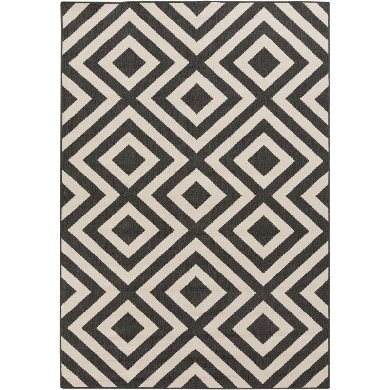 Tapis à motif géométrique pour l'intérieur et l'extérieur Awena, Rectangle 2 pi 3 po x 4 pi 6 po
