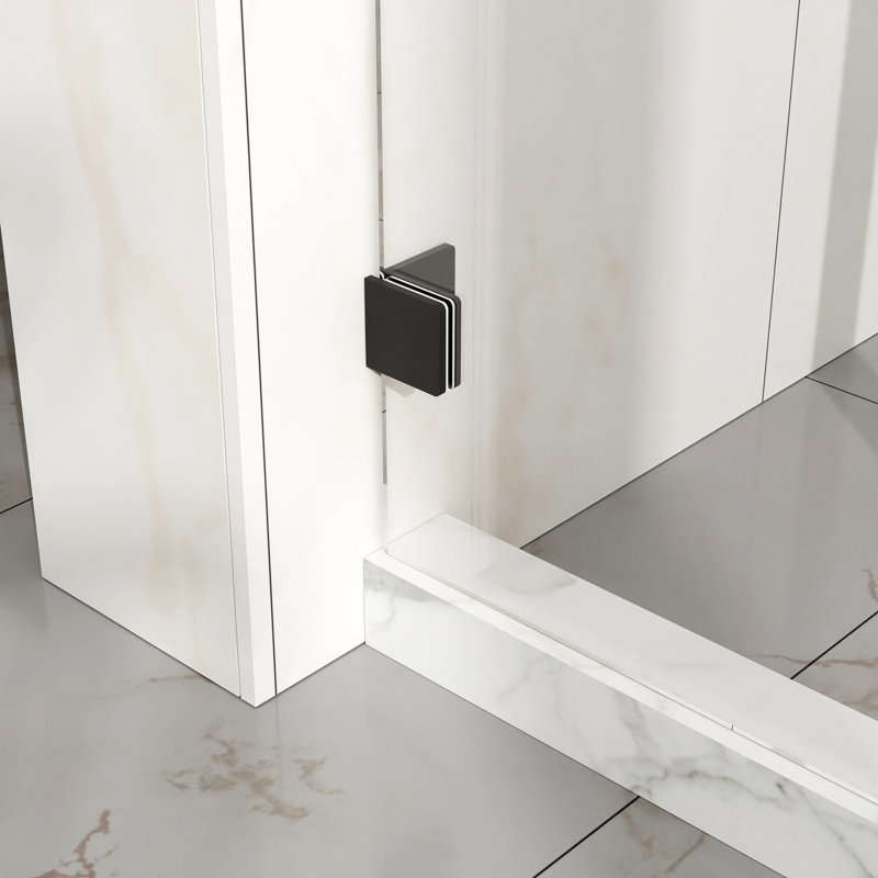 48" W X 72" H Sliding Shower Door, Frameless Sleek Glass Shower Door, 1/4" (6Mm) Thick Tempered Clear Glass, Matte Black
