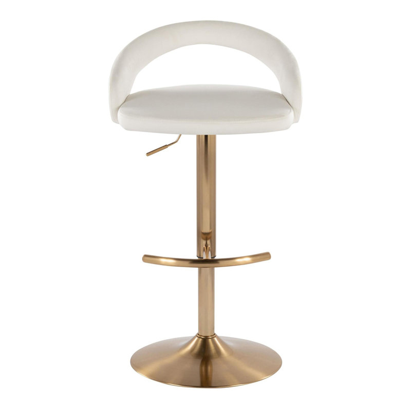 Tabouret de bar réglable, Doré, Blanc / similicuir, 1