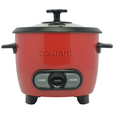 Cuiseur à riz 8 tasses (cuit) Courant, maintien automatique au chaud, couvercle en verre avec couvercle intégré, bol antiadhésif amovible, y compris tasse à mesurer et cuillère - rouge
