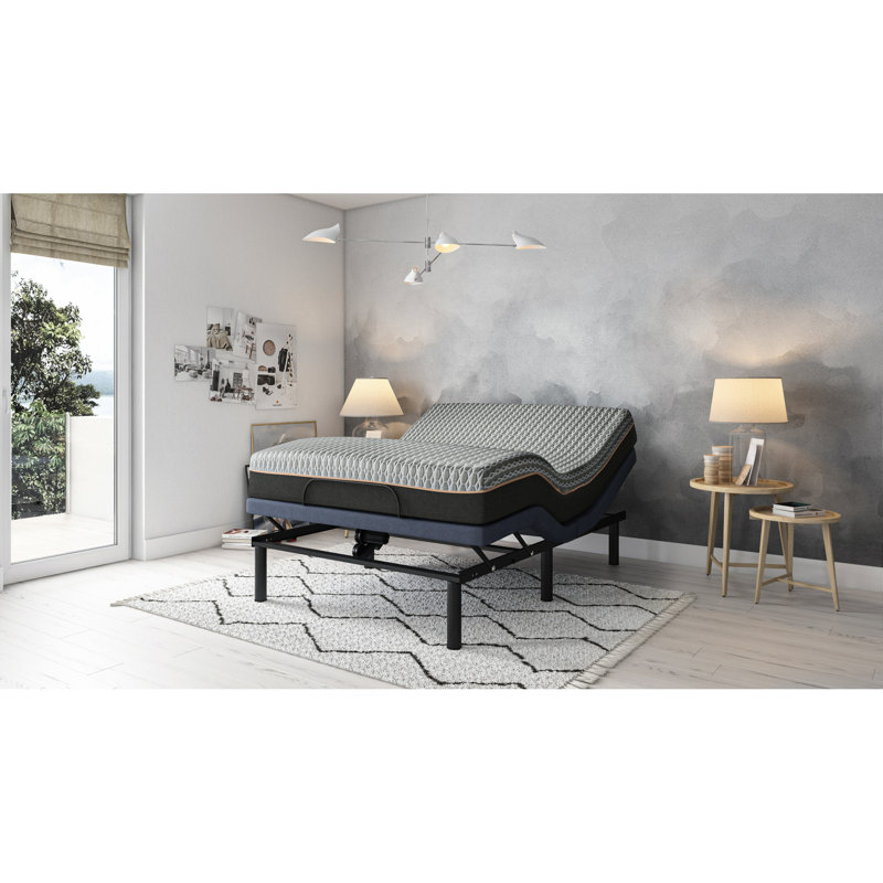 Os2 Twin Xl Adjustable Bed Base, Head & Foot Positioning, Programmable Memory, Wireless Remote, 850 Lbs Weight Capacity, Blue Gray Base With Position Adjustments, Wireless, Blue