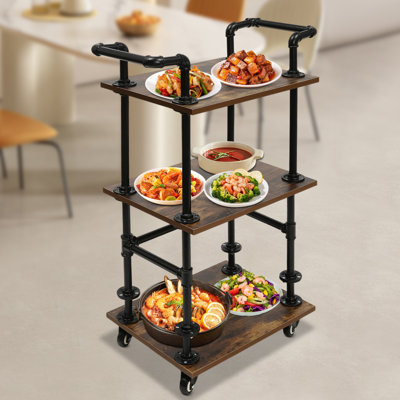 Kitchen Cart, Industrial Bar Cart With Wheels