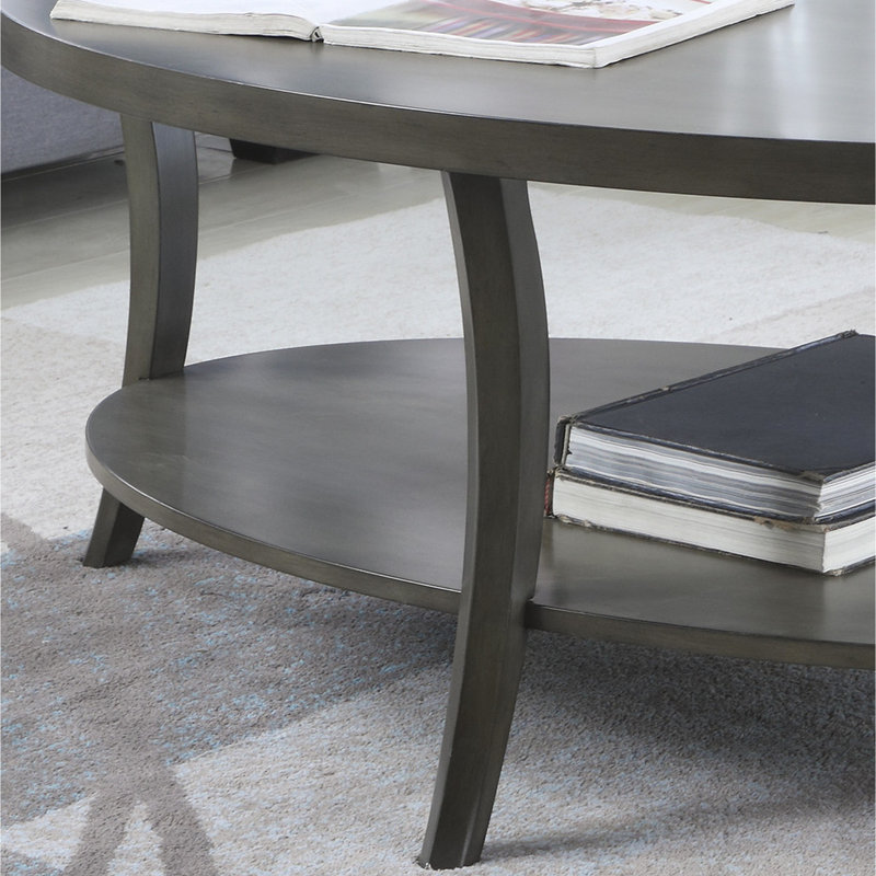 Tables basses contemporaines ovales en gris - moderne avec bouleau et étagère de rangement supplémentaire, Grey