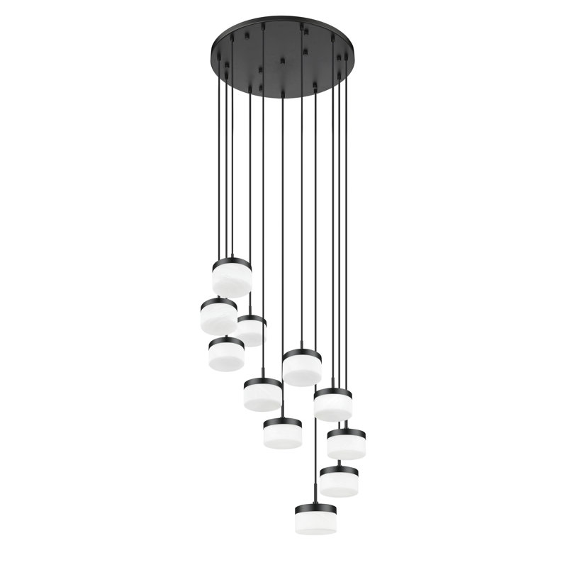 Lustre noir mat 11 lumières Renaud, Noir mat