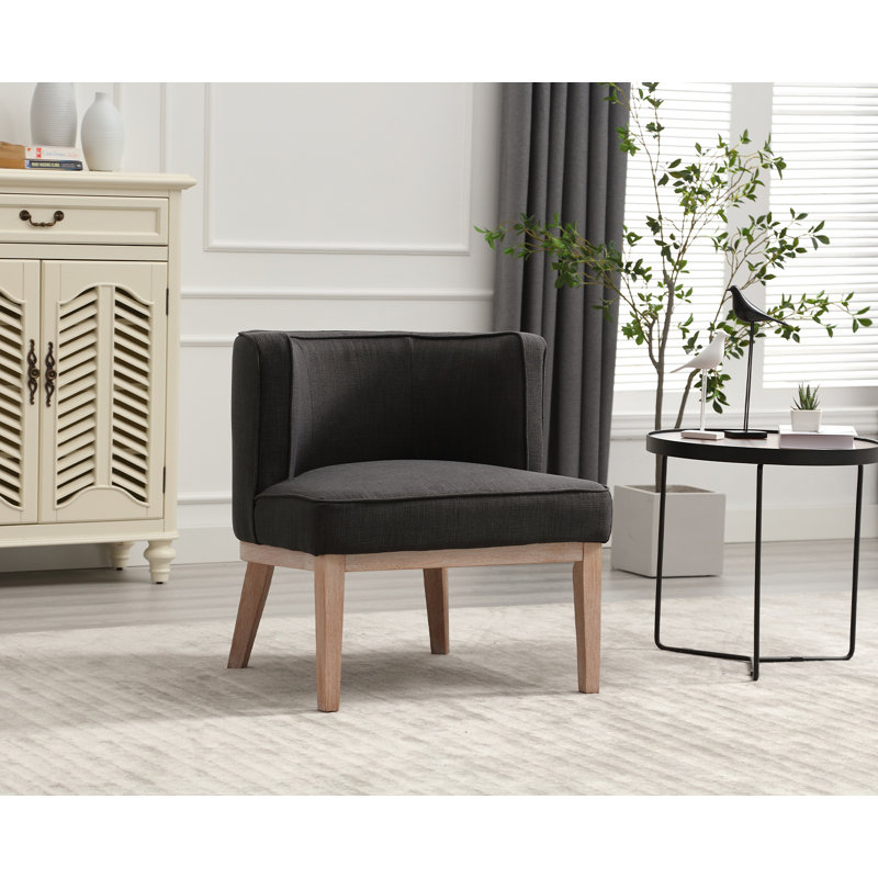 Kasandra Upholstered Barrel Chair, Charcoal Linen
