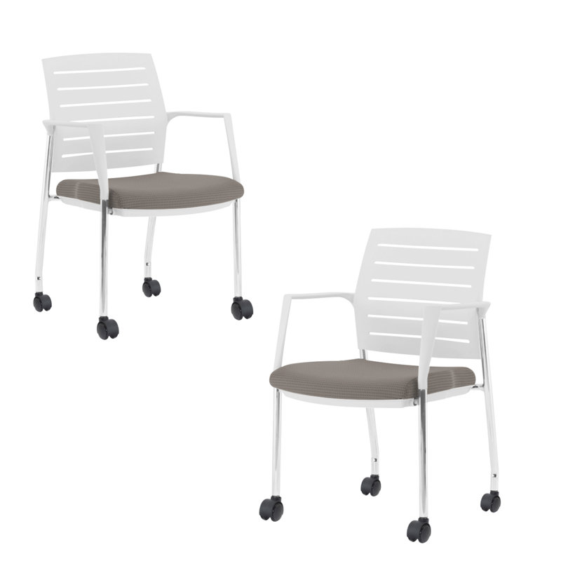 Chaise de salle d'attente empilable Naidus, Gris, Roulettes