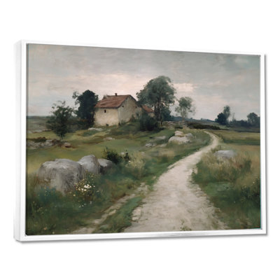 Grey Charming Farmhouse In Ireland - Barn Farm Ranch Wall Art, Green Farmhouse Canvas Print
