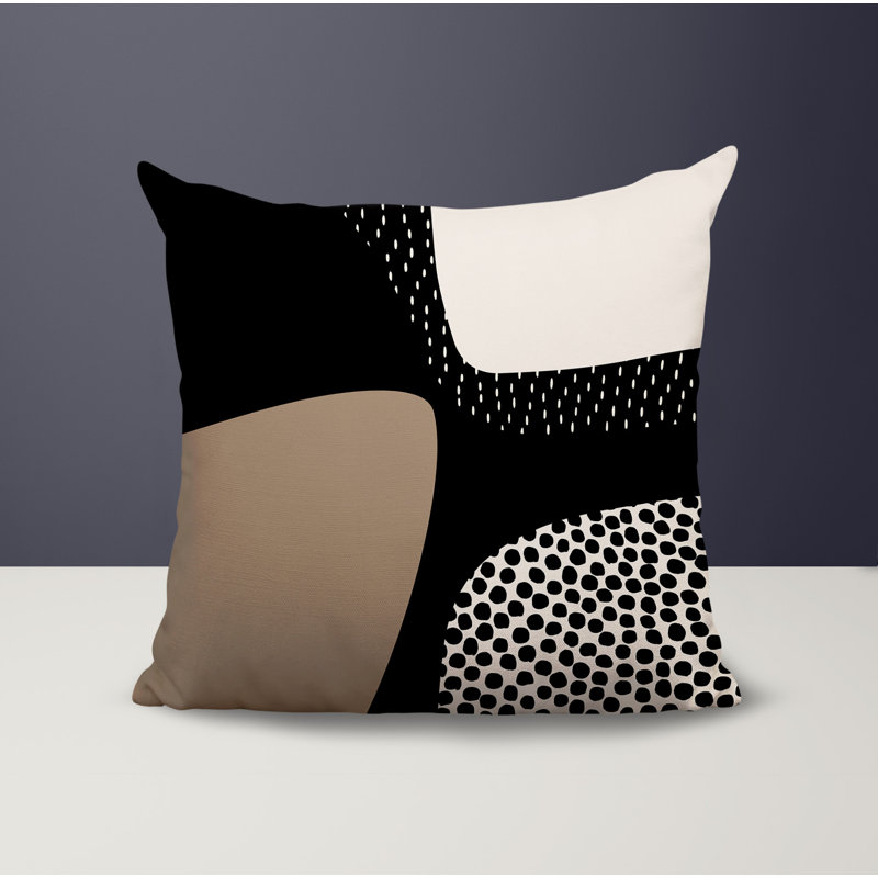Coussin carré intérieur / extérieur pia, H 15 po x l 15 po, Beige / noir / blanc cassé