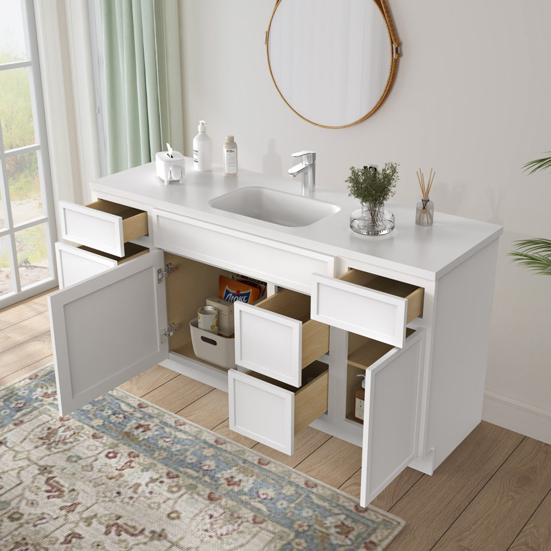 Base de meuble-lavabo simple 66 po seulement, Blanc