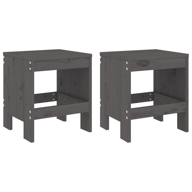 Nedyu Solid Wood Counter Stool, Grey Pine, Short Stool ( 17.7" Seat Height)