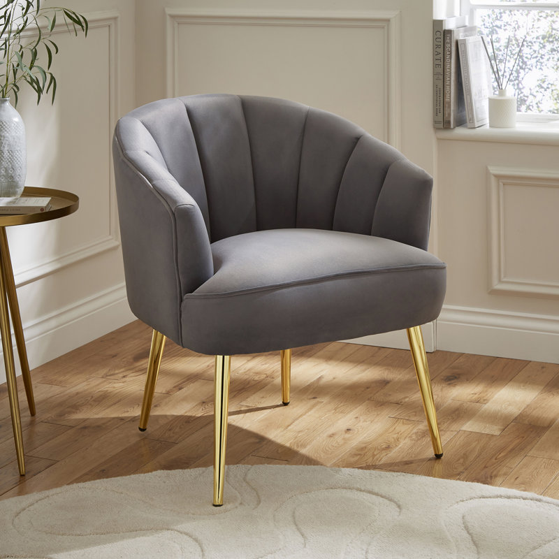 Thierry Velvet Barrel Chair, Grey