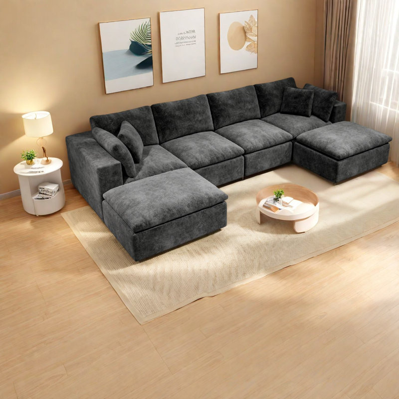 Modern Plush Corduroy Sectionals, Modular Design For Living Room