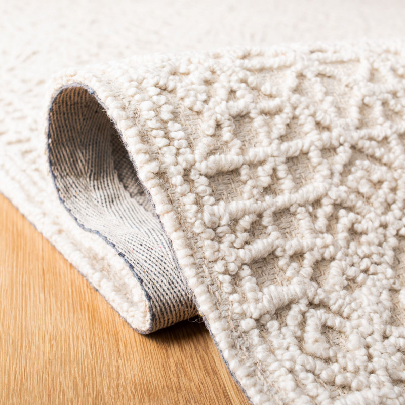 Tapis géométrique en laine touffeté à la main Zack Trace, Carré 6 pi 1 po