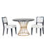 Table de salle à manger ronde en chêne foncé de 42 pouces avec table en placage d'apparence en bois massif, 2 chaises rembourrées en noyer, base en fer robuste, coin cuisine et base pour coin, style