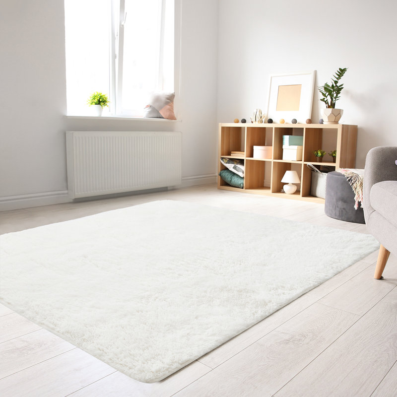 Tapis blanc à poils longs Belier, Rectangle 3 pi x 5 pi