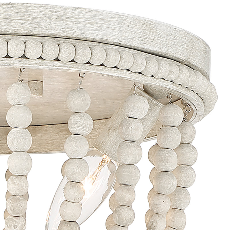Speier 3-Light Dimmable Beaded Flush Mount Ceiling Light with Farmhouse Style, Ivory Wash