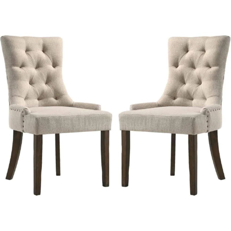Chaise parsons capitonnée en tissu , Ensemble de 2, Beige, Espresso