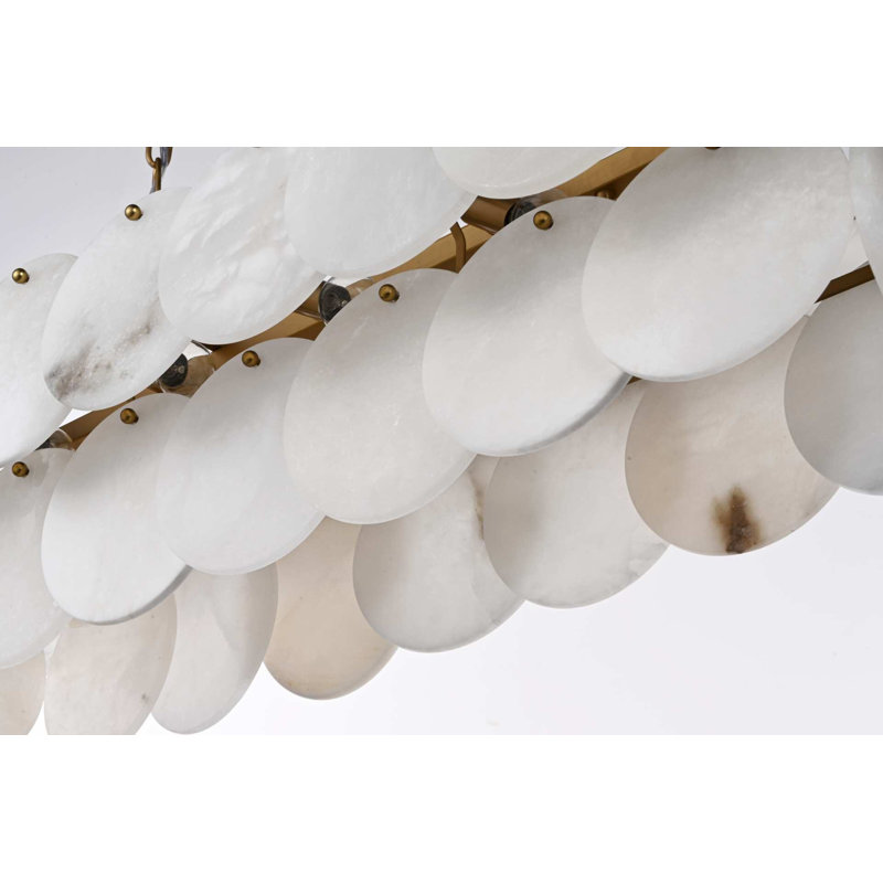 Lustre albâtre de 36 pouces Ikeny, Or satiné, 14 lumières, H 10 po x l 36 po x P 12 po