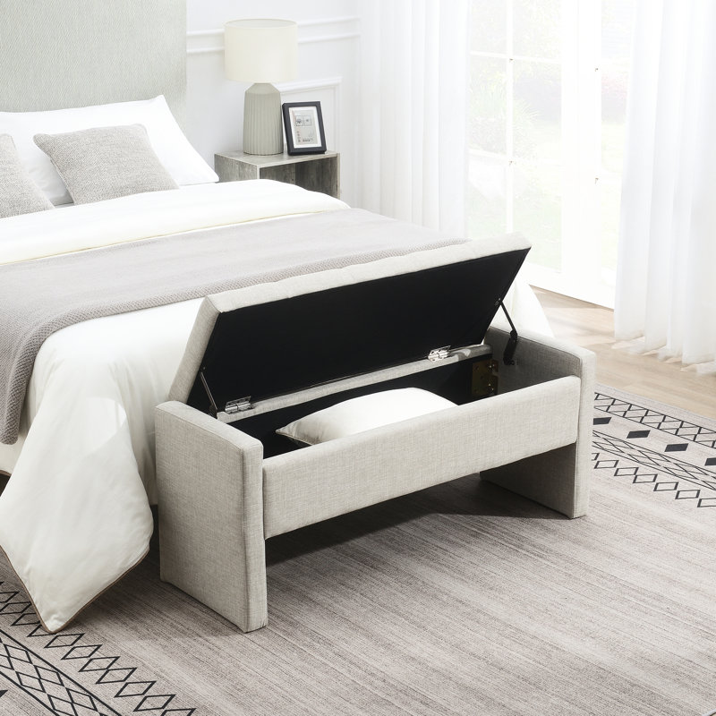 Banc d'entrée gris avec rangement rembourré - Design moderne pour la maison