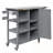 Outdoor Kitchen Island with Lockable Wheels, Storage Cabinet and Towel Rack-913943036