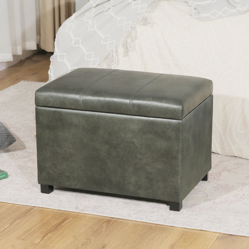 Repose-pieds 24 po en similicuir avec rangement, Vert