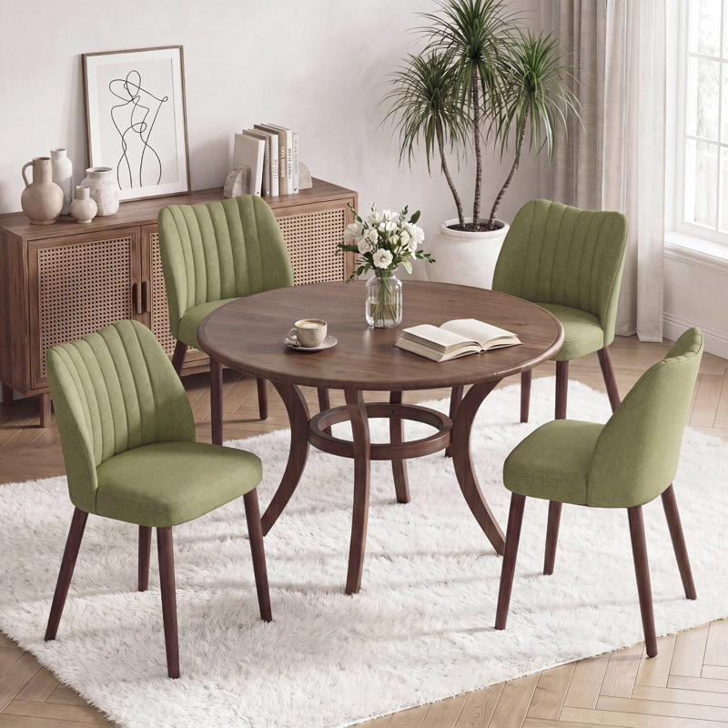 Upholstered Fabric Dining Chair, Green