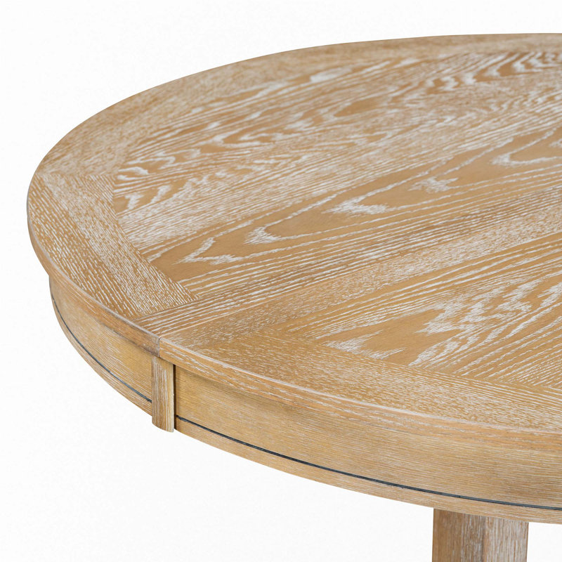 Farmhouse Dining Table Extendable Round Table For Kitchen,Dining Room(Only Table), Natural Wood Wash