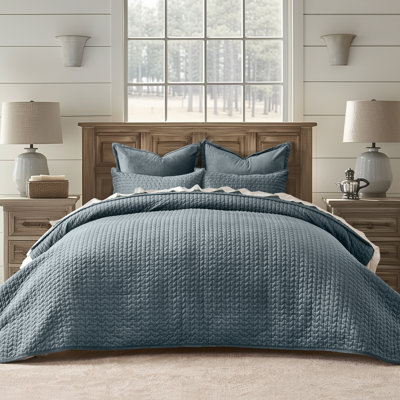 Cross-Stitch Velvet Quilt Set 3 Pieces