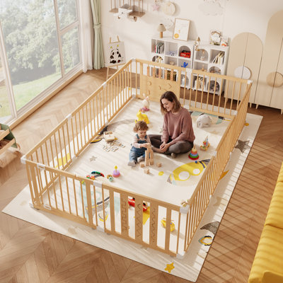 Natural Pine Wood Baby Playpen