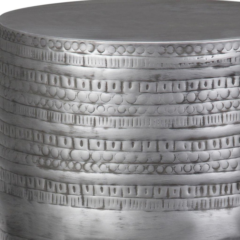 20" Silver Metal Round End Table