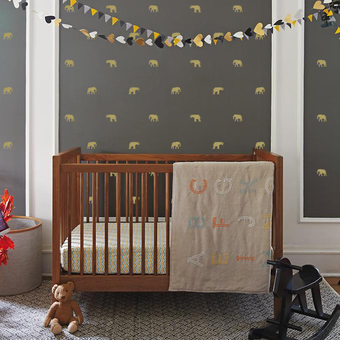 Décalcomanie murale motif éléphant, Or, H 4 po x l 6 po x P 0,01 po