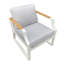 Chaise de patio d'extérieur 2 pièces en aluminium avec coussins gris 2 pièces-1148779936