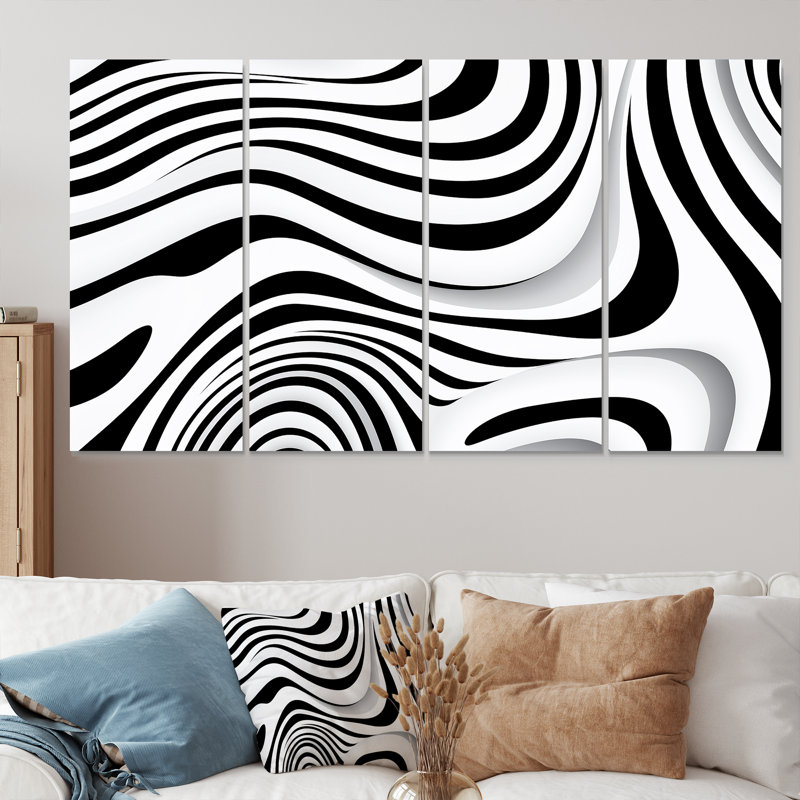 Cordelle - ensemble de 4 pièces d'art mural Waves, H 32 po x l 64 po