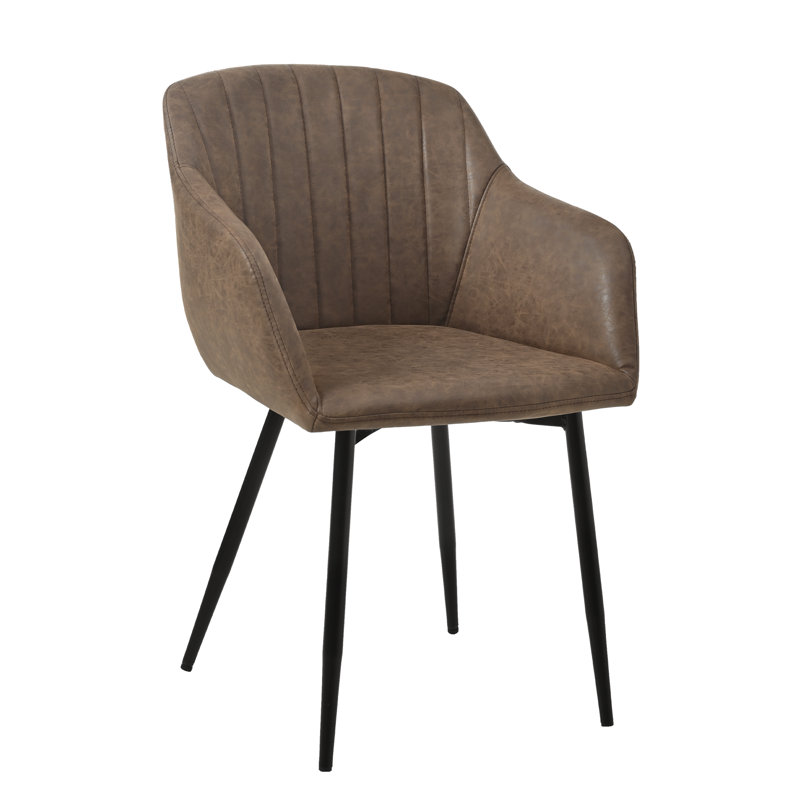 Modern Faux Leather Upholstered Dining Chairs with Metal Legs, 2, Dark Brown PU
